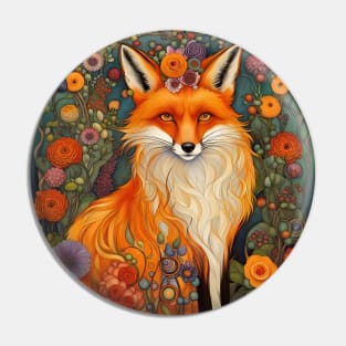 Foxy With Flowers in the Garden Pin