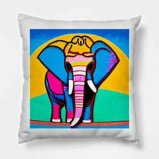 Colorful elephant spray paint art Pillow