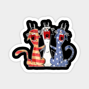 Red White And Blue Cat American Flag On 4 Of July Magnet