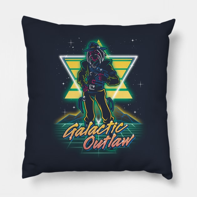 Retro Galactic Outlaw Pillow by Olipop