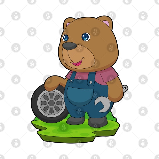 Bear Mechanic Car tire by Markus Schnabel