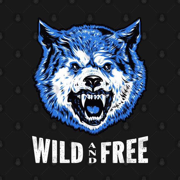 Angry Wolf - Wild And Free (Blue) by Whimsical Frank