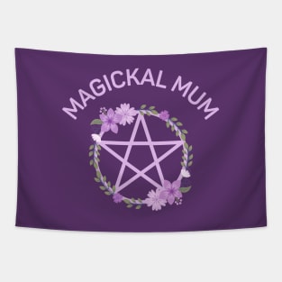 Magickal Mum Purple Lilac Floral Pentacle Cheeky Witch® Tapestry