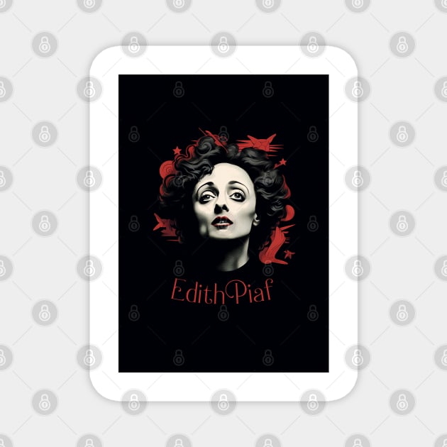 Dessin Edith Piaf - portrait - vector Magnet by Labonneepoque