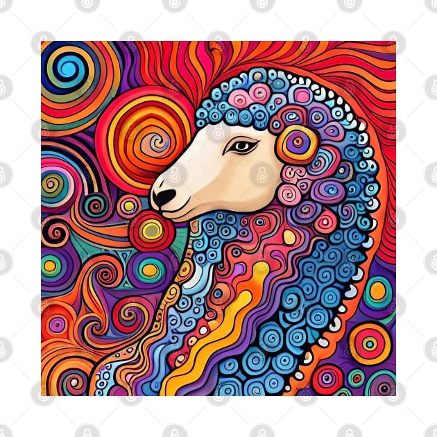 Shawn the Colorful and Psychedelic Sheep by Davey's Designs