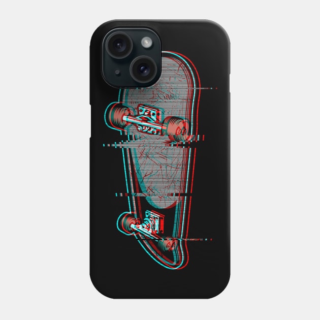 Glitched Skateboard Glitch Aesthetic Design Phone Case by fizzyllama