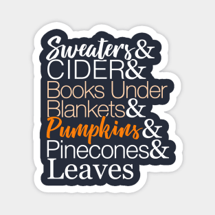 Fall List T-Shirt for Autumn Magnet