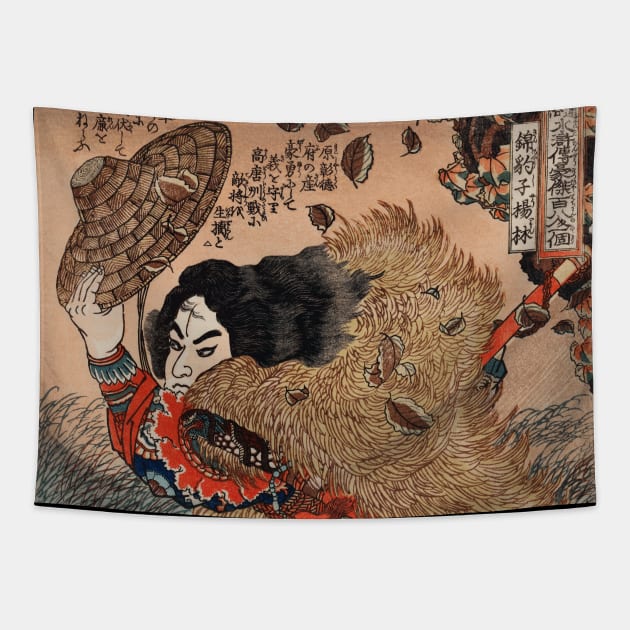 Vintage 1800 Japanese Samurai Warrior Japan Culture Artwork Art Gift Tapestry by twizzler3b