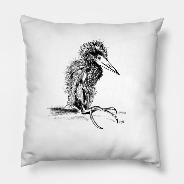 Baby Great Egret Pillow by becksbespokebrooklyn