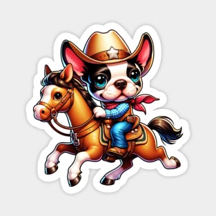 Boston Terrier Cowboy Magnet