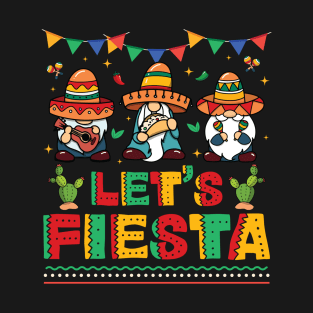 Lets Fiesta Cinco De Mayo Mexican Trio Gnomes T-Shirt