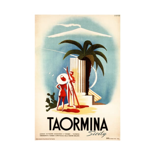 Teatro Antico in TAORMINA Sicily Italy Vintage Travel by vintageposters