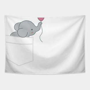 Kawaii Elephant Pocket T-Shirt Tapestry