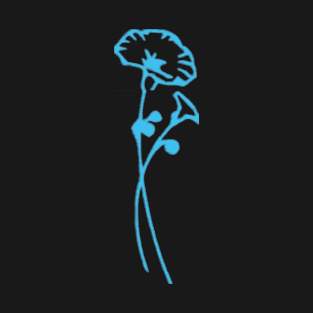 Blue Marigold Flower outline T-Shirt