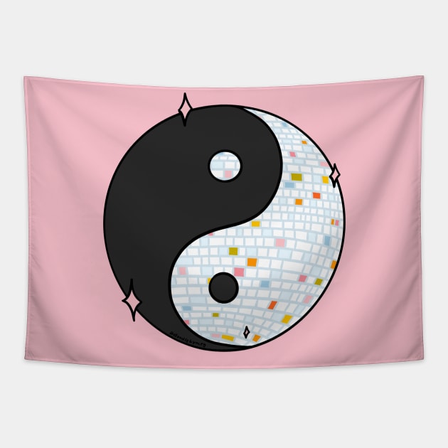 Yinyang Disco Ball Tapestry by Doodle by Meg