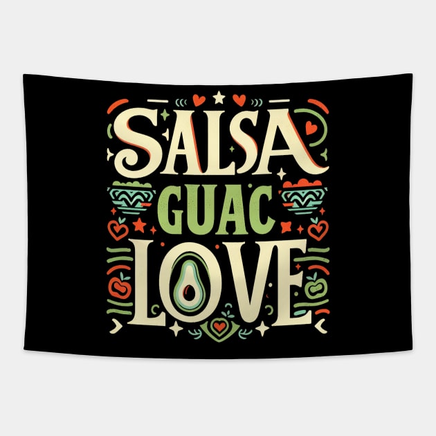 Salsa & Guac Love, Pay homage to beloved Mexican, Cinco de Mayo Tapestry by cyryley