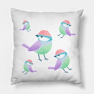 Little baby bird, Blue tit sticker Pillow