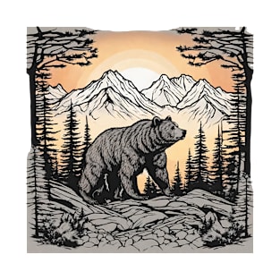 Mountain Nature Landscape and Bear T-Shirt