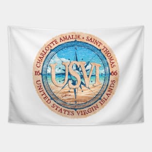 Charlotte Amalie, Saint Thomas, US Virgin Islands, Beach and Wind Rose Tapestry