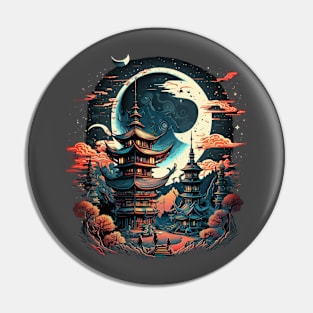 Japanese Temple Tokyo  Asian Inspired Retro Japan Pin