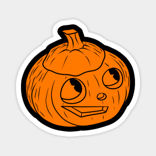 Cute Happy Orange Jack o Lantern Silhouette Magnet