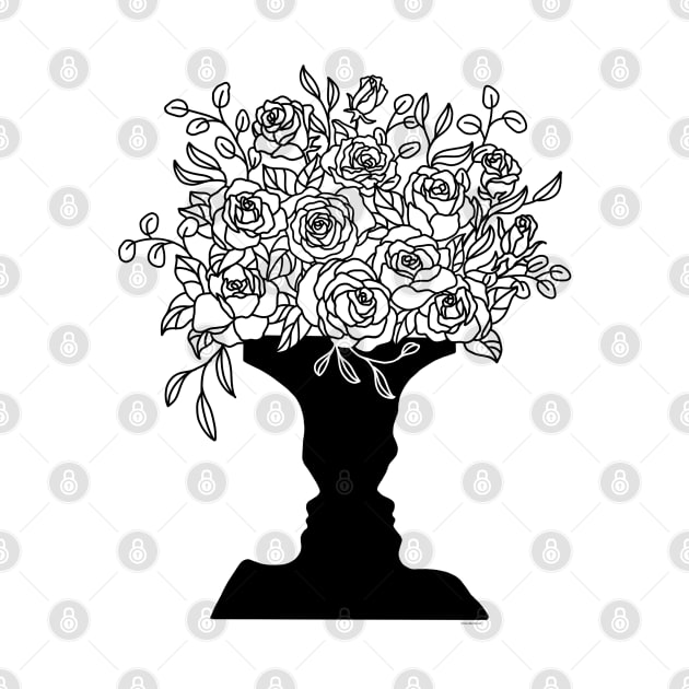 Conversation Vase Lovers Roses Line Art Graphic Faces by DoubleBrush