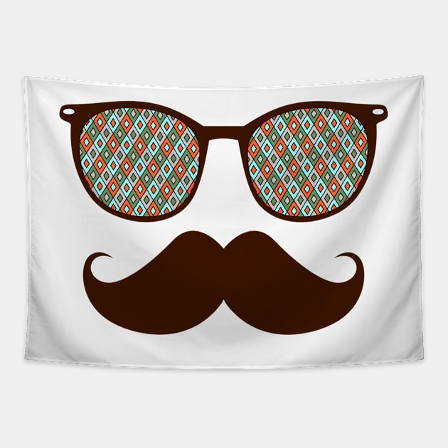 Hipster Glasses And Mustache Tapestry by TheArtism