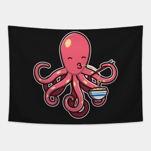 Cute Octopus Eating Ramen Noodle Kawaii Octopus for kids print Tapestry