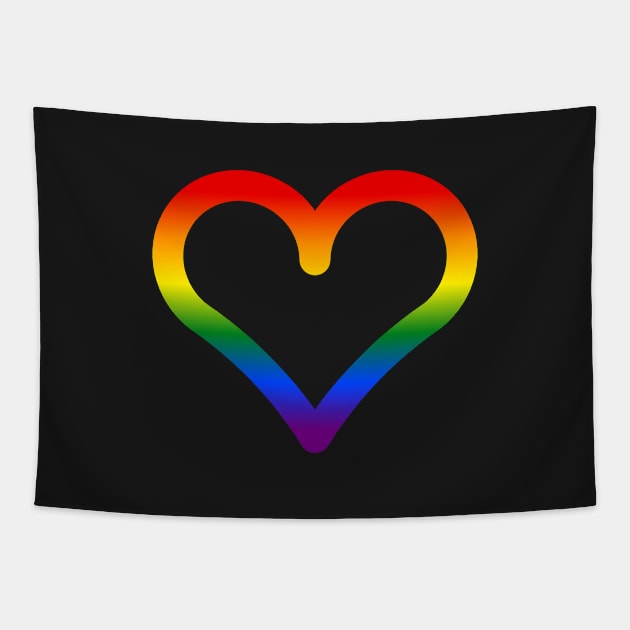 Outlined Rainbow LGBT Heart Tapestry by kallyfactory