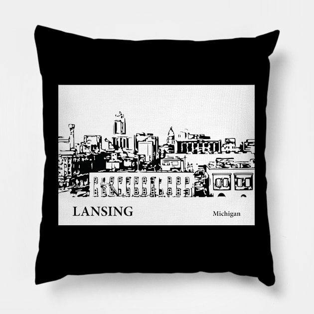 Lansing Michigan Pillow by Lakeric