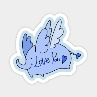 Blue Angel Elephant "Love You" Magnet