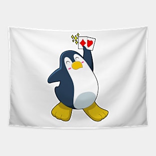 Penguin at Poker with Poker cards Tapestry