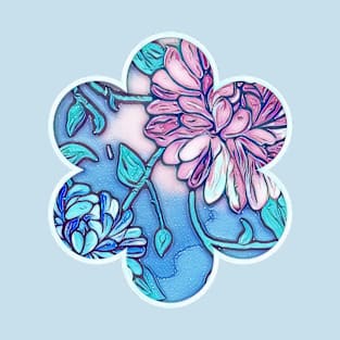 flowers in blue T-Shirt