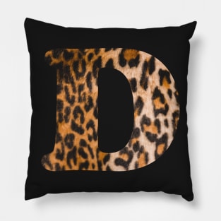 Letter D leopard print Pillow