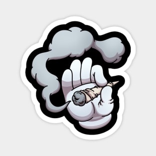 Cartoon Hand Holding A Joint Magnet