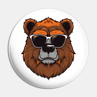 Sarcastic furry bear logo white Pin