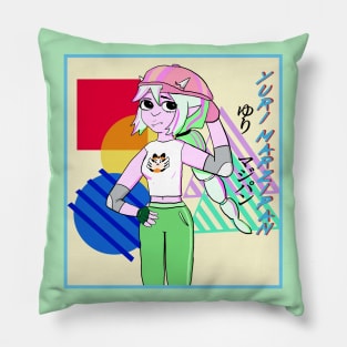 Yuri Marzipan the Oni - Cool Gal (pastel mint with streaks) Pillow