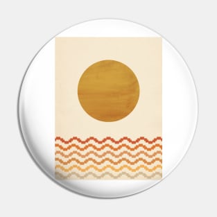 Abstract pixel sea and sun Pin