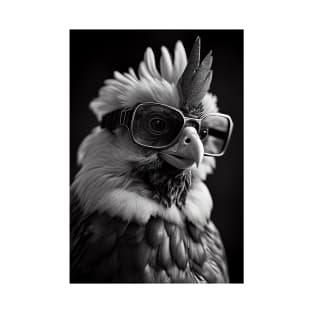 Rooster Ruckus: A Black and White Portrait T-Shirt