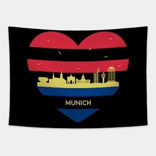 Germany Skyline cityscape Heart Shape Birds Flying Munich Tapestry