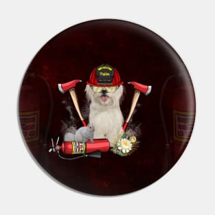 Funny cute firefighter dog Pin