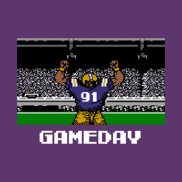 Purple and Gold Football Gameday Retro 8 Bit Linebacker W by SLAG_Creative