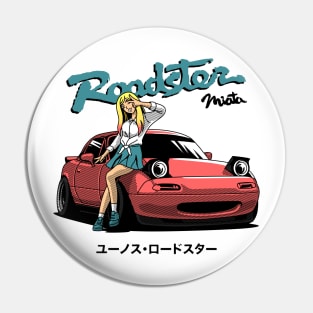 JDM car mazda miata and girl Pin