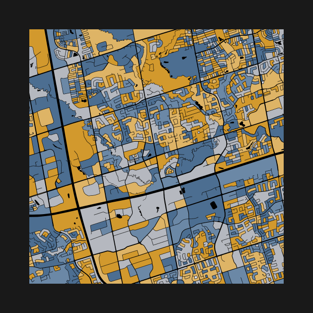 Markham Map Pattern in Blue & Gold by PatternMaps