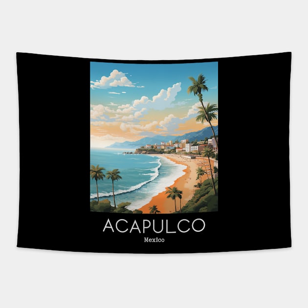 A Vintage Travel Illustration of Acapulco - Mexico Tapestry by goodoldvintage