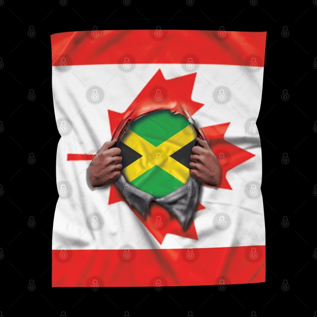 Jamaica Flag Canadian Flag Ripped - Gift for Jamaican From Jamaica by Country Flags