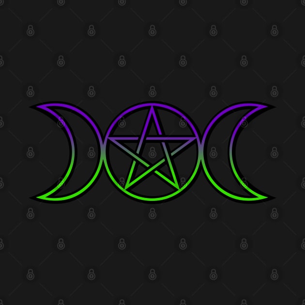 Triple Moon Goddess Purple Green by RavenWake