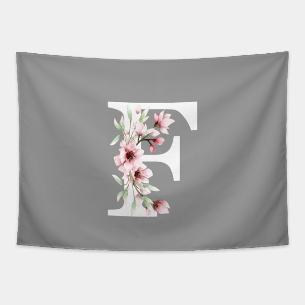 Letter F Monogram With Cherry Blossoms Tapestry by thesnowwhyte