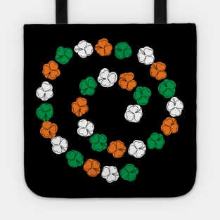 St Patricks Day Shamrock Spiral Green White Orange Tote