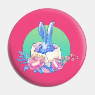 Cute Bunny in Easter Egg with Flowers. Easter Watercolor Art Pin